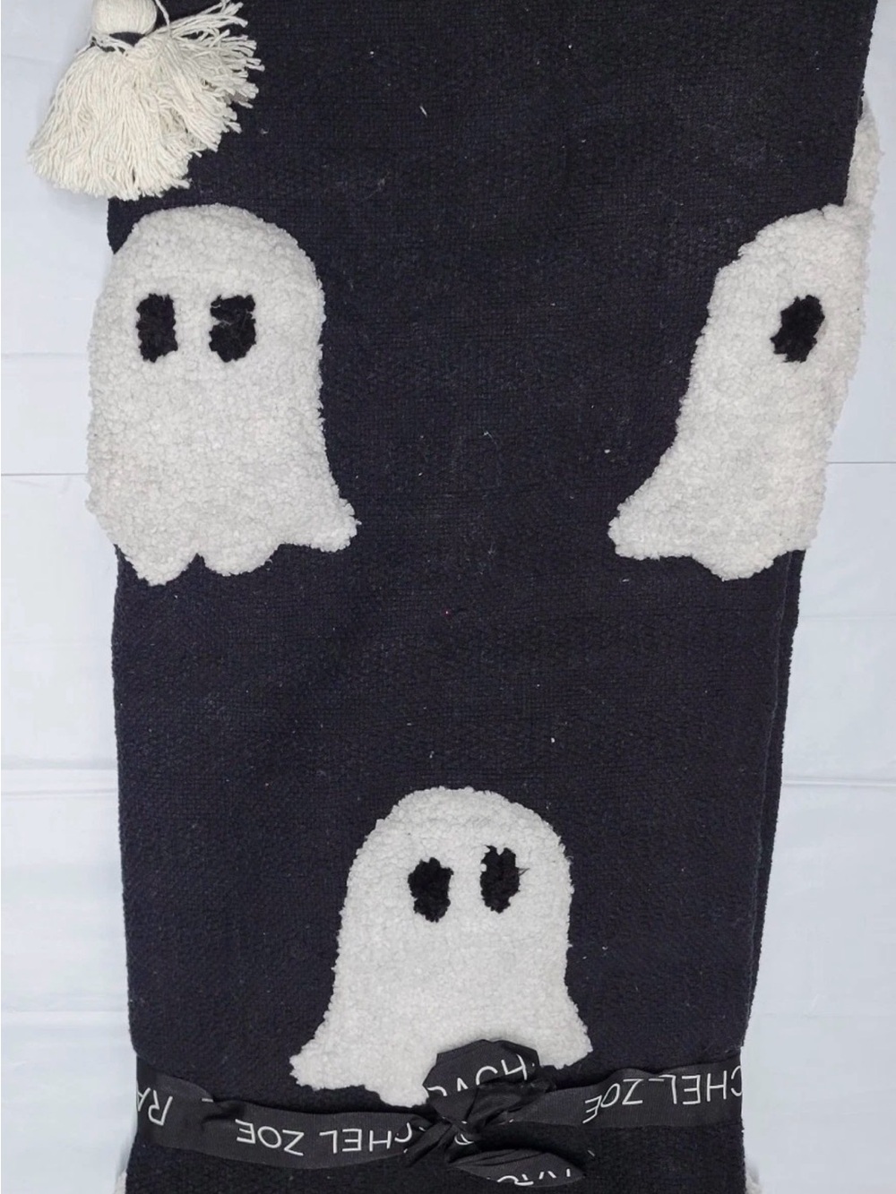Rachel Zoe Ghost Throw Blanket 50x60 Black White Viral Halloween Tik Tok NWT